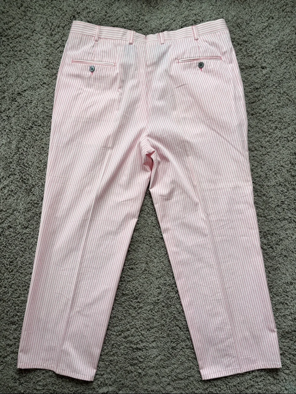 Pescarolo pleated seersucker trousers in pink and white